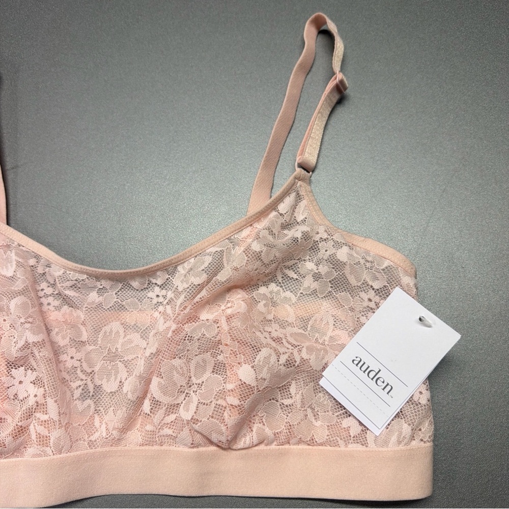 Auden 2 Pack Women's Size Large Lightly Lined Scoop Neck Lace Bralette Pink NWT - Picture 4 of 8